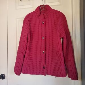 Gallery Quilted Snap Buttons Jacket Pink Size Medium With Pockets Loose Fit